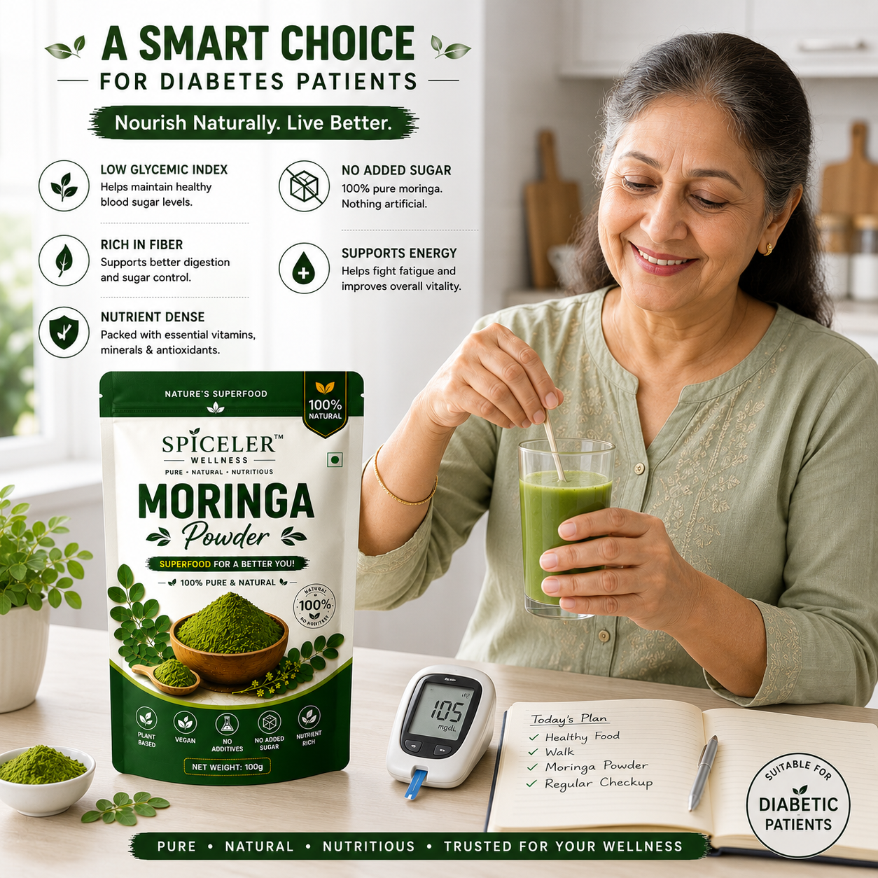 Moringa Powder 100g | 100% Pure & Natural Moringa Leaf Powder