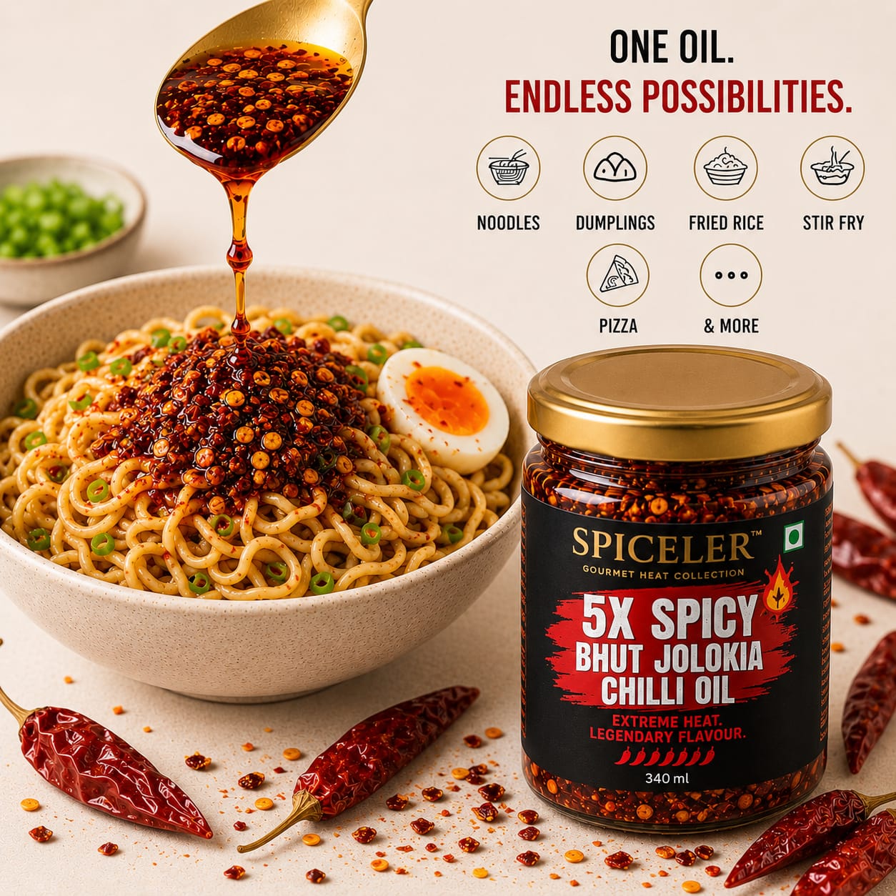 5x Spicy Bhut Jolokia Chilli Oil